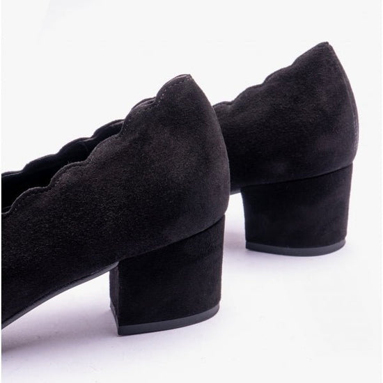 Gabor GIGI Ladies Suede Court Shoes Black - Shuperb