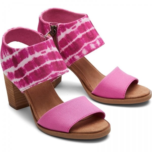 TOMS MAJORCA CUTOUT Ladies Heeled Canvas Sandals Pink - Shuperb