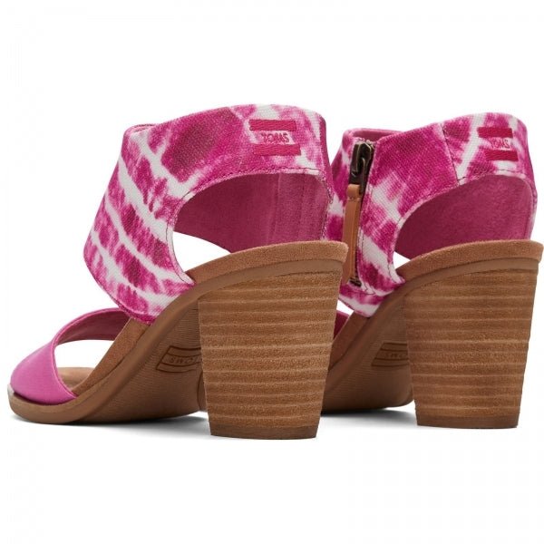 TOMS MAJORCA CUTOUT Ladies Heeled Canvas Sandals Pink - Shuperb