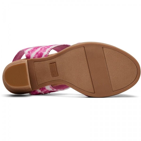 TOMS MAJORCA CUTOUT Ladies Heeled Canvas Sandals Pink - Shuperb