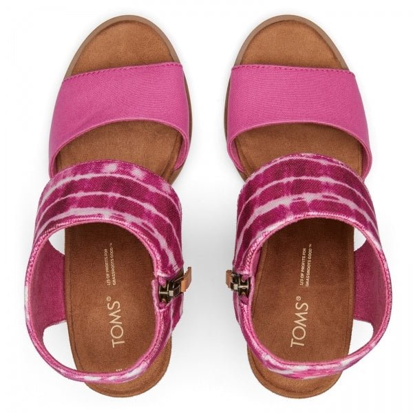 TOMS MAJORCA CUTOUT Ladies Heeled Canvas Sandals Pink - Shuperb