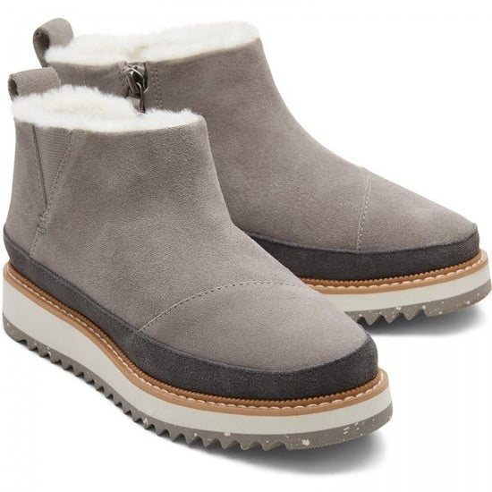 TOMS MARLO Ladies Suede Sawtooth Sole Boots Grey - Shuperb