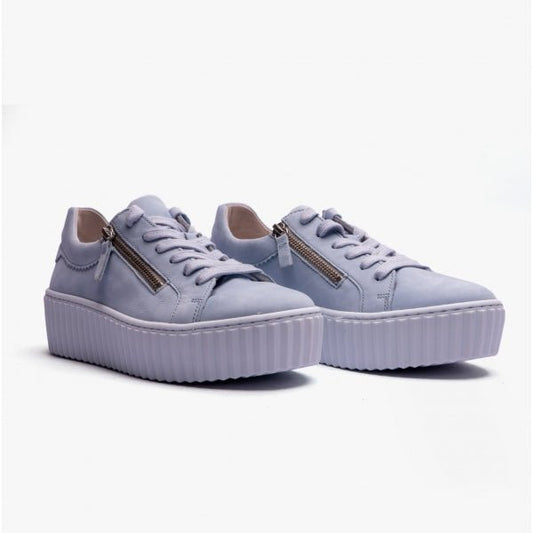 Gabor DOLLY Ladies Casual Nubuck Trainers Blue - Shuperb