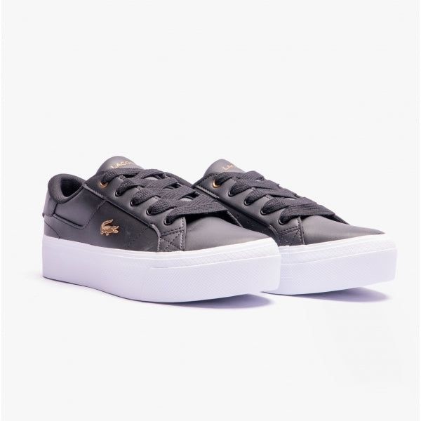 Ladies black lacoste trainers hotsell