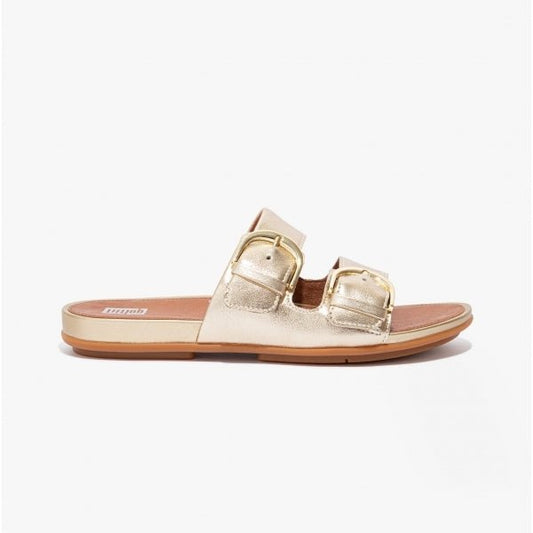 FitFlop GRACIE Ladies Strappy Buckle Sliders Platino - Shuperb