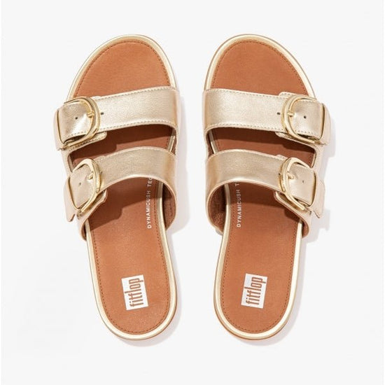 FitFlop GRACIE Ladies Strappy Buckle Sliders Platino - Shuperb