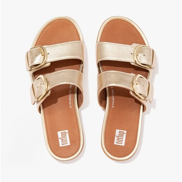 FitFlop GRACIE Ladies Strappy Buckle Sliders Platino - Shuperb