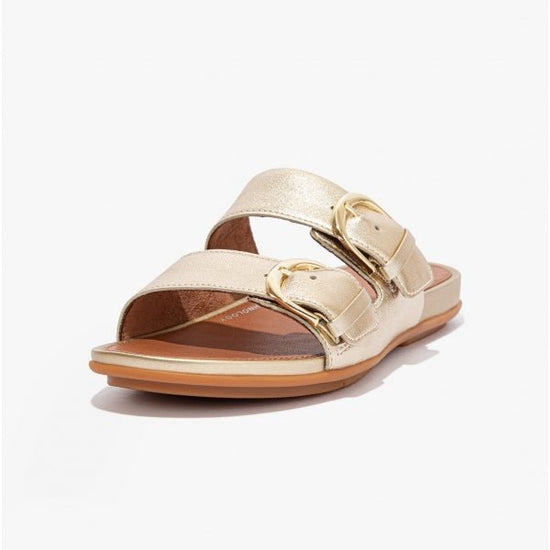 FitFlop GRACIE Ladies Strappy Buckle Sliders Platino - Shuperb