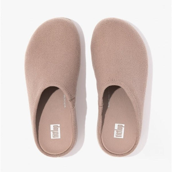 FitFlop SHUV Ladies Felt Clog Slippers Beige - Shuperb