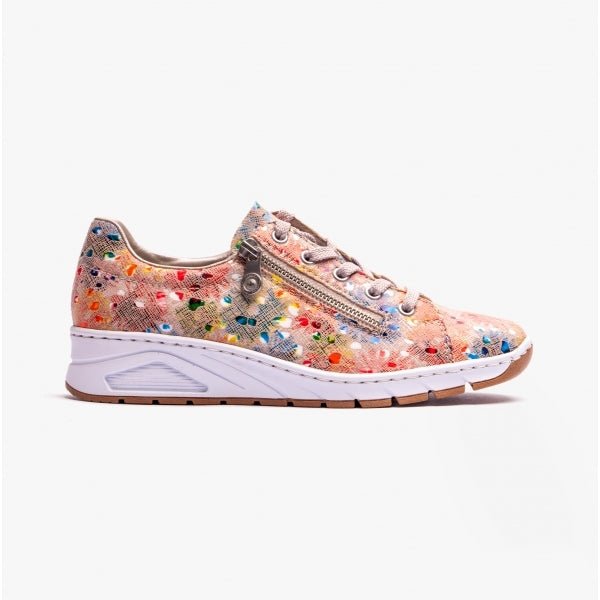 Rieker N3302 - 91 Ladies Wedge Trainers Ginger/Multi - Shuperb