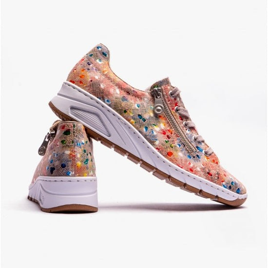 Rieker N3302 - 91 Ladies Wedge Trainers Ginger/Multi - Shuperb