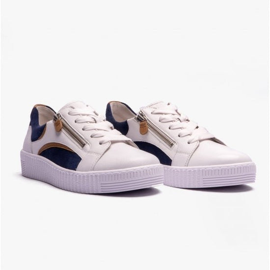 Gabor WEMO Ladies Casual Trainers White/Marine - Shuperb