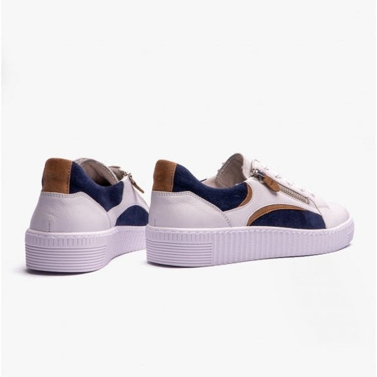 Gabor WEMO Ladies Casual Trainers White/Marine - Shuperb