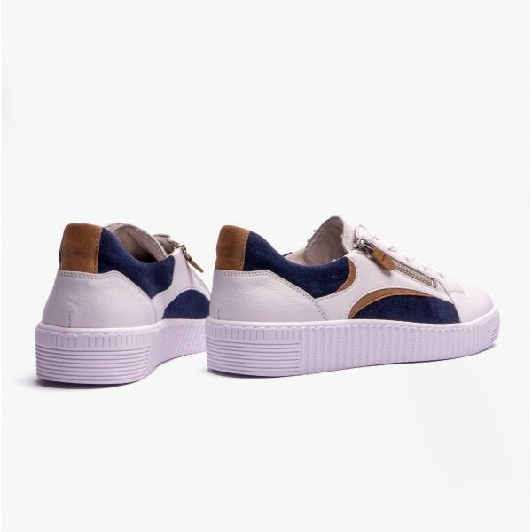 Gabor WEMO Ladies Casual Trainers White/Marine - Shuperb