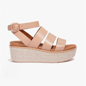 FitFlop ELOISE Ladies Espadrille Strappy Wedge Sandals Beige - Shuperb