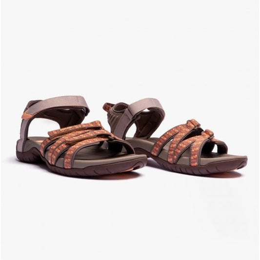 Teva TIRRA Ladies Strappy Sandals Stacks Tan/ Orange - Shuperb