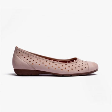 Gabor RUFFLE Ladies Suede Ballet Flats Pink - Shuperb