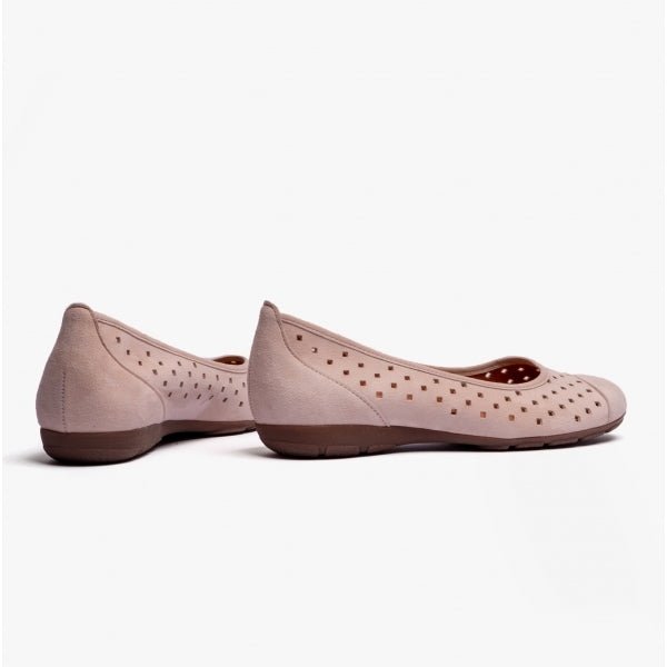 Gabor RUFFLE Ladies Suede Ballet Flats Pink - Shuperb