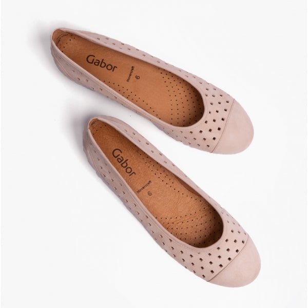 Gabor RUFFLE Ladies Suede Ballet Flats Pink - Shuperb