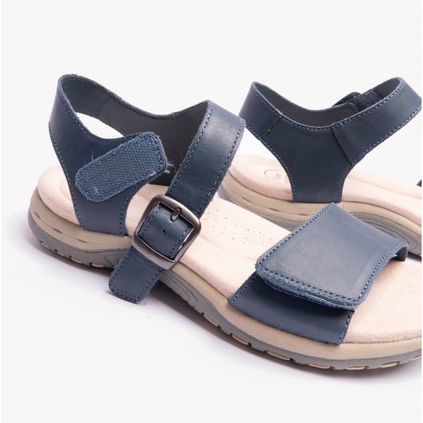 Free Spirit MAINE Ladies Soft Leather Sandals Navy - Shuperb