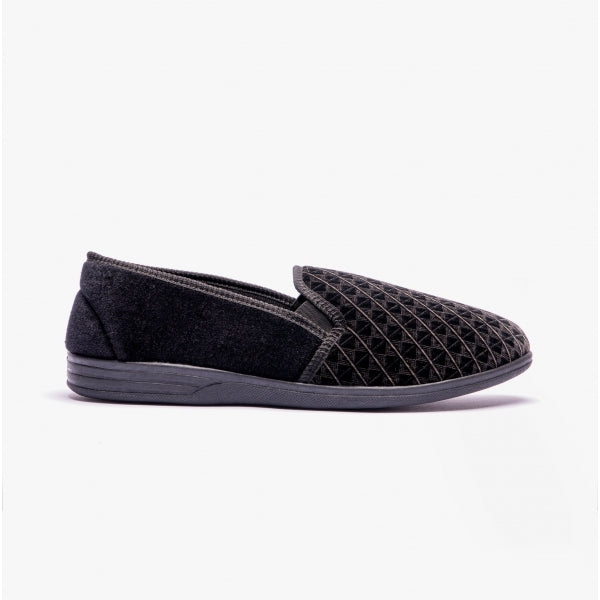 Zedzzz KEVIN Mens Full Slippers Black | Shuperb