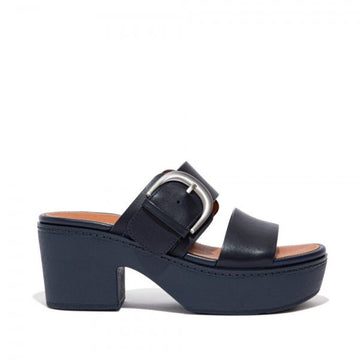 FitFlop PILAR Ladies Platform Mule Sandals Midnight Navy - Shuperb