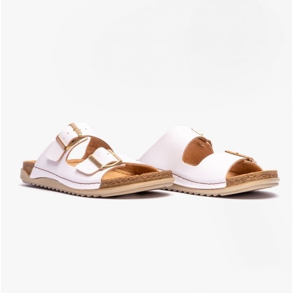 Lotus CORTONA Ladies Open - Toe Mule Sandals White - Shuperb