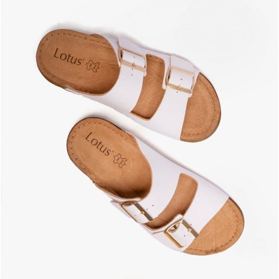 Lotus CORTONA Ladies Open - Toe Mule Sandals White - Shuperb