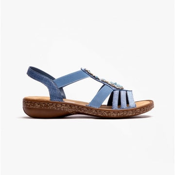 Rieker Rieker 62858 - 12 Ladies Sandals Blue - Shuperb