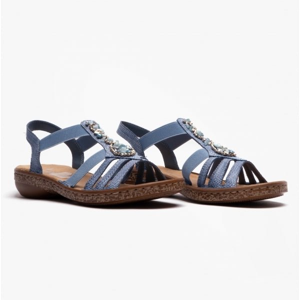 Rieker Rieker 62858 - 12 Ladies Sandals Blue - Shuperb