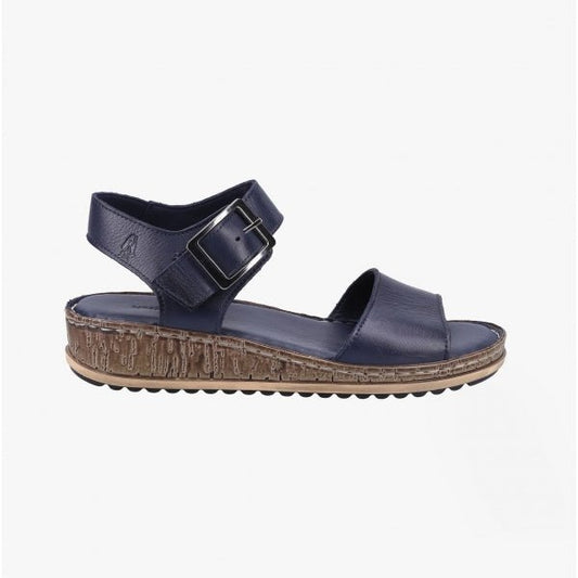 Hush Puppies ELLIE Ladies Leather Wedge Sandals Navy - Shuperb