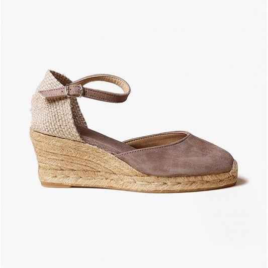 Toni Pons LLORET Ladies Suede Wedge Espadrilles Taupe - Shuperb