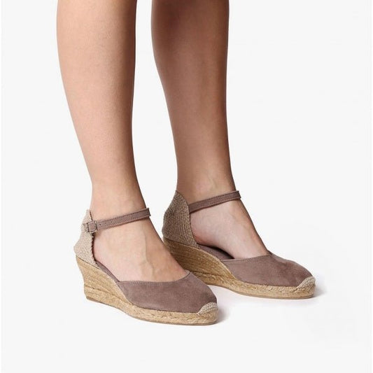 Toni Pons LLORET Ladies Suede Wedge Espadrilles Taupe - Shuperb