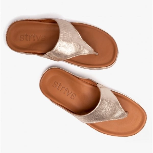 Strive MAUI II Ladies Toe - Post Sandals Gold Metallic - Shuperb