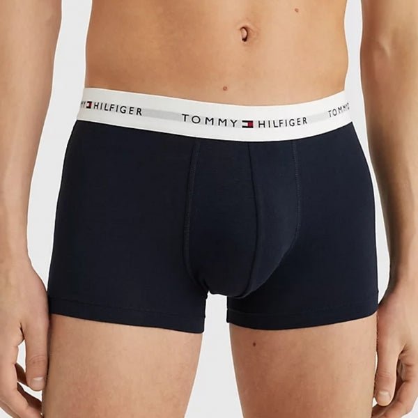 Tommy Hilfiger 3 PACK LOGO Mens Cotton Trunks Navy - Shuperb