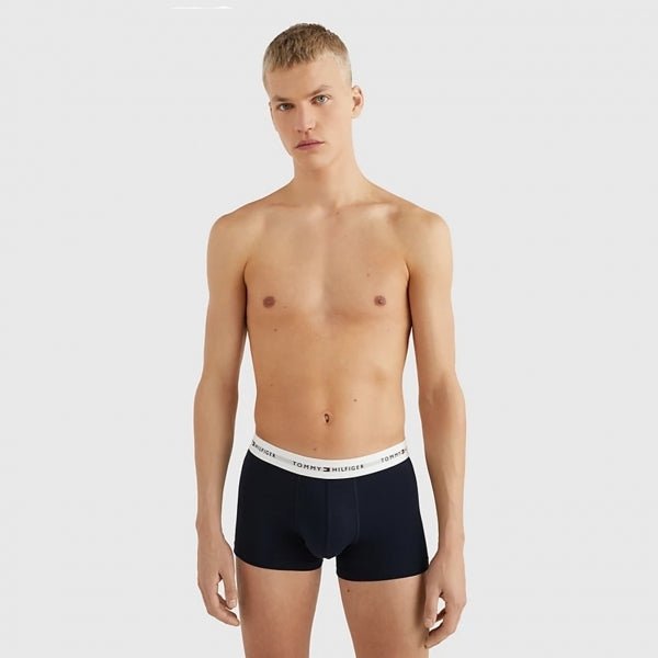 Tommy Hilfiger 3 PACK LOGO Mens Cotton Trunks Navy - Shuperb