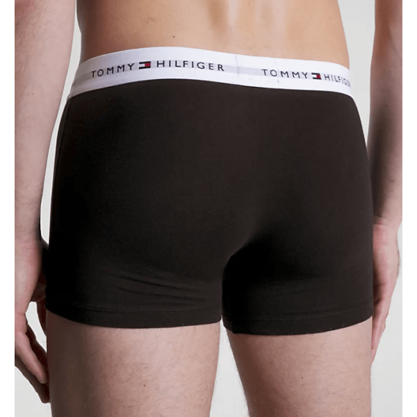 Tommy Hilfiger 3 PACK PRINT TRUNKS Mens Cotton Trunks Grey Heather/Black/White - Shuperb