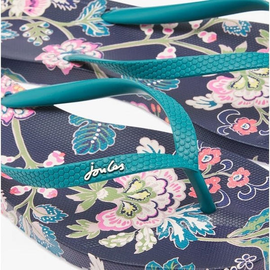 Joules SUNVALE Ladies Flip - Flops Navy Floral - Shuperb