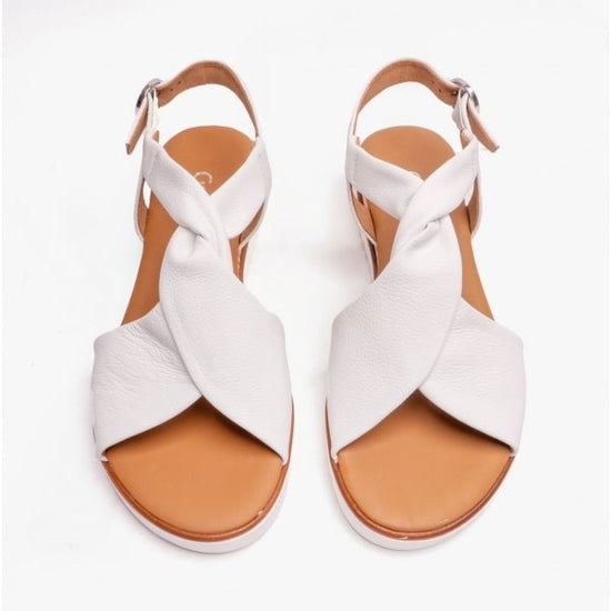 Gabor RICH Ladies Twisted Leather Sandals White - Shuperb