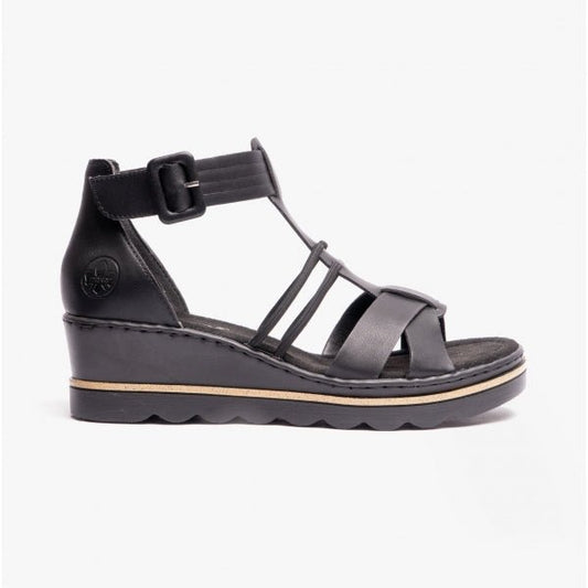 Rieker Rieker 67480 - 01 Ladies Sandals Black - Shuperb