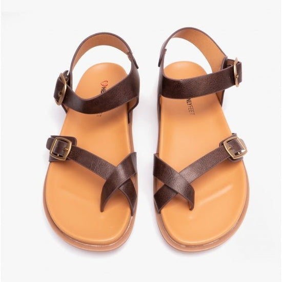 Heavenly Feet PALMA Ladies Crossover Sandals Chocolate - Shuperb