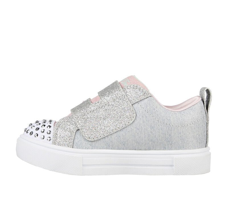 Skechers TWINKLE Girls Trainers Grey/Silver - Shuperb