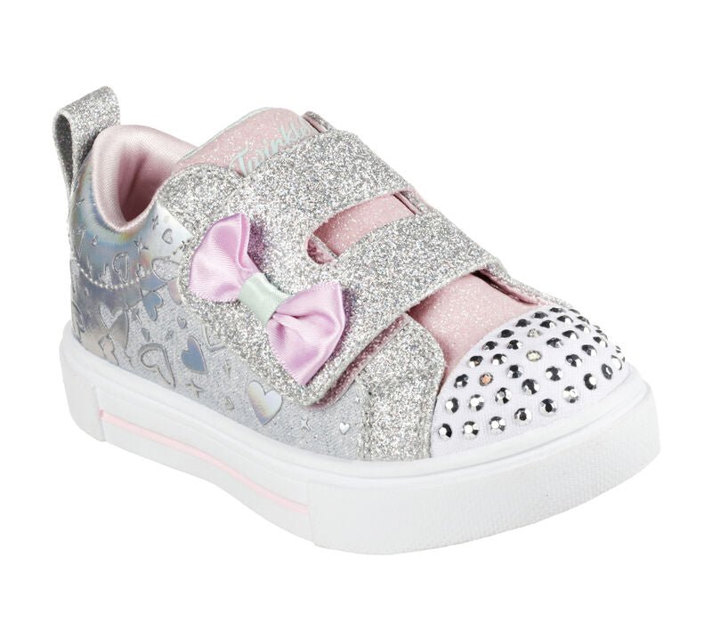 Skechers TWINKLE Girls Trainers Grey/Silver - Shuperb