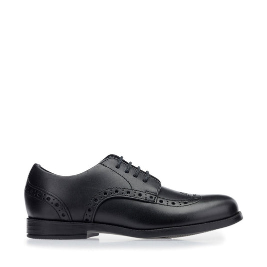 Start - Rite BROGUE Girls School Shoes Black - Shuperb