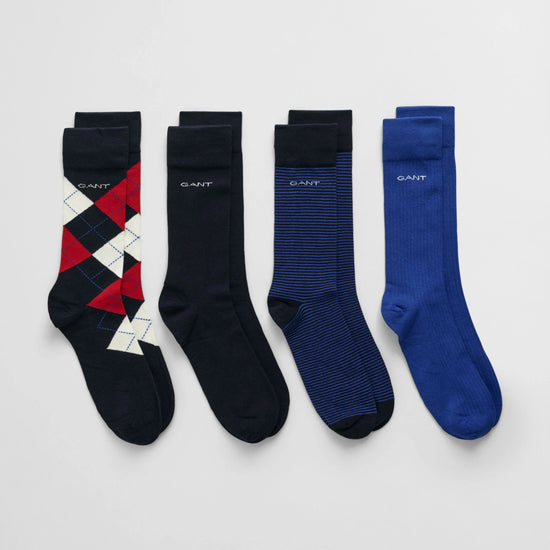 GANT ARGYLE STRIPE Mens 4 - Pack Socks Marine - Shuperb