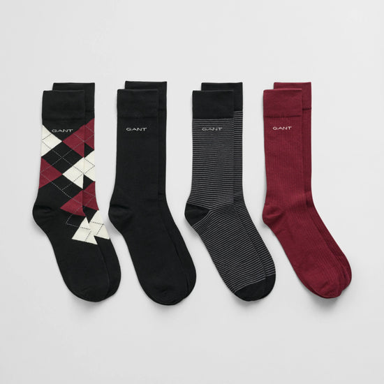 GANT ARGYLE STRIPE Mens 4 - Pack Socks Black - Shuperb