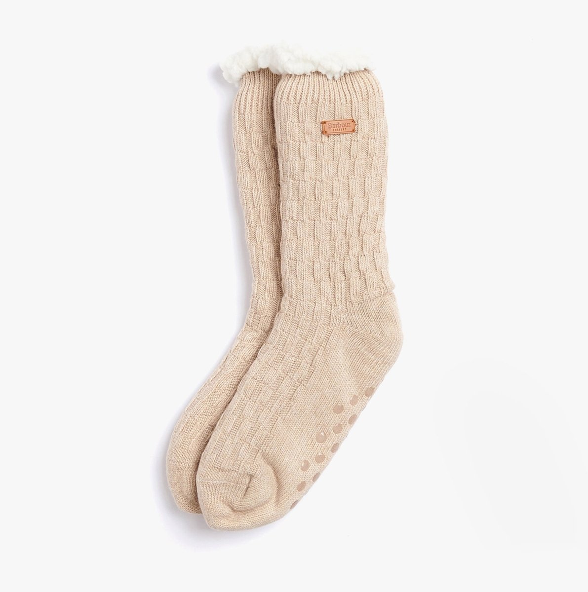 Barbour CABLE KNIT LOUNGE SOCK Womens Socks Oatmeal - Shuperb