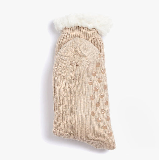 Barbour CABLE KNIT LOUNGE SOCK Womens Socks Oatmeal - Shuperb