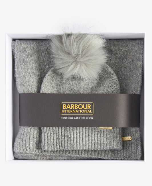 Barbour SPARKLE BEANIE & SCARF Womens Gift Set Grey Marl - Shuperb