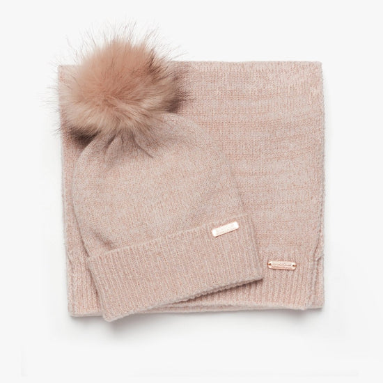 Barbour SPARKLE BEANIE & SCARF Womens Gift Set Pink - Shuperb